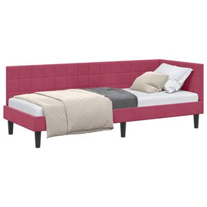 vidaXL Kampinė lovos konstrukcija Vyno raudona 80 x 200 cm Aksomas
