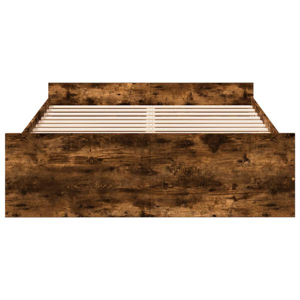 vidaXL Lovos rėmas su stalčiais, dūminio ąžuolo, 120x200cm, mediena