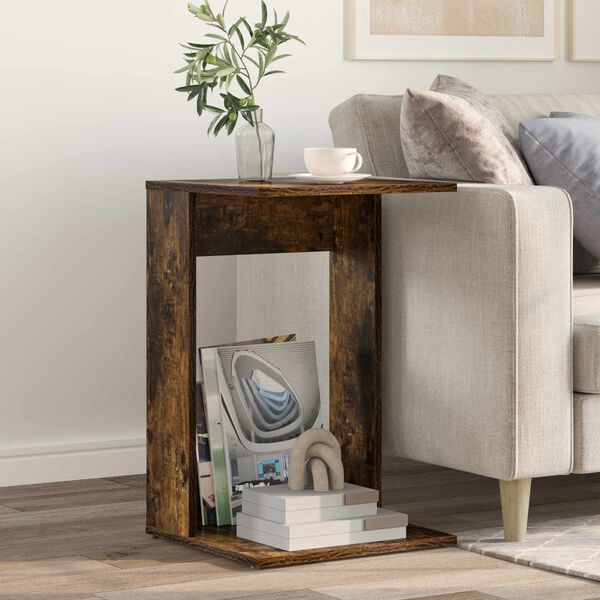 vidaXL &Scaron;oninis stalas Rūkyta ąžuolas 40 x 38 x 62,5 cm