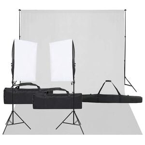 vidaXL Fotostudijos rinkinys su ap&scaron;vietimo rinkiniu ir fonu