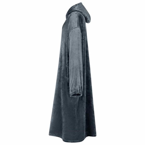 vidaXL Antklodė-džemperis su gobtuvu Jūrinė mėlyna m Flanelė