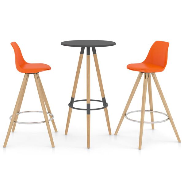 vidaXL Baro baldų komplektas, 3 dalių, oranžinis (287256+289177)