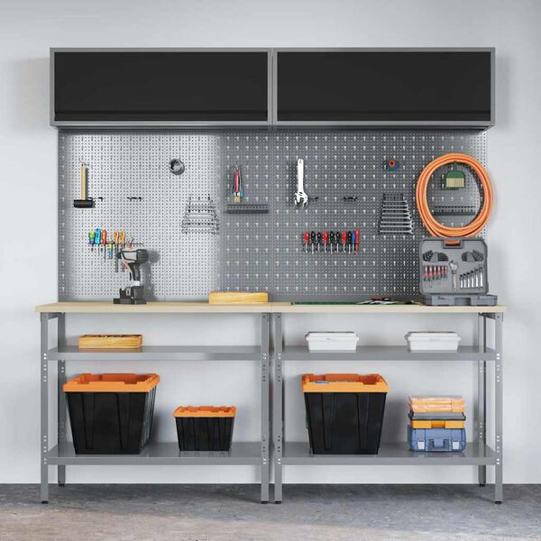 vidaXL Darbastalio komplektas 8 pcs Pilka 200 x 55 x 200 cm Plienas