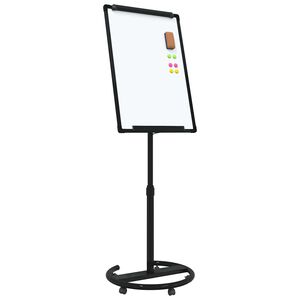 vidaXL Magnetinė lenta su ratu Juoda ir Balta 62 x 62,5 x 197 cm EPS