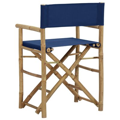 vidaXL Režisieriaus kėdės, 2vnt., mėlynos, bambukas ir audinys