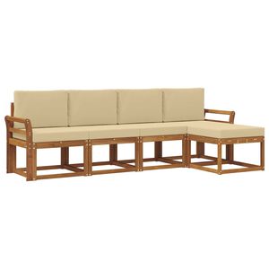 vidaXL Lauko sofos komplektas su pagalve 5 pcs Natūralus ir bežinis