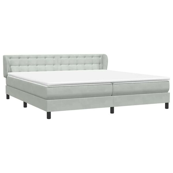 vidaXL Box Spring Lova su čiužiniais &Scaron;viesiai pilka 180x210 cm aksomas