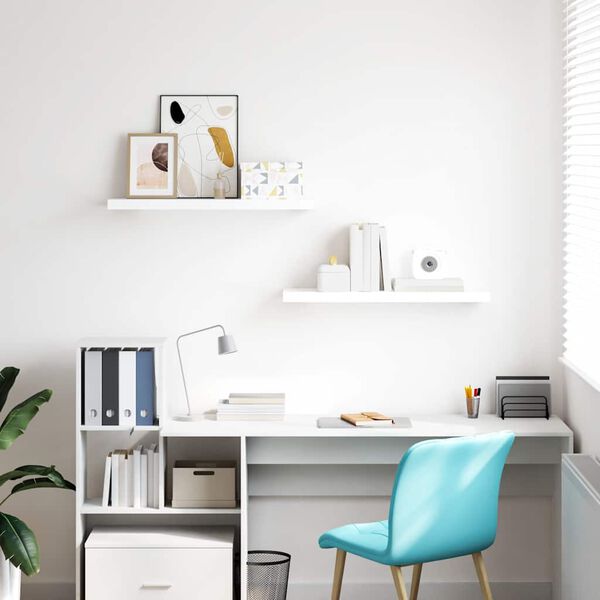 vidaXL Pakabinamos lentynos, 2vnt., baltos, 80x23,5x3,8cm, MDF