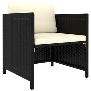 vidaXL Sodo sofa su pagalvėlėmis, juodos spalvos, poliratanas