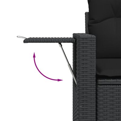 vidaXL Sofos komplektas su pagalvėlėmis, 6 dalių, juodas, poliratanas