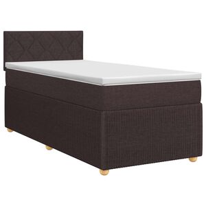 vidaXL Spyruoklinė lova su čiužiniu Tamsiai rudas 80 x 200 cm Audinys