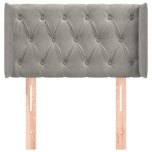 vidaXL Galvūgalis su auselėmis, &scaron;viesiai pilkos,83x16x78/88cm, aksomas