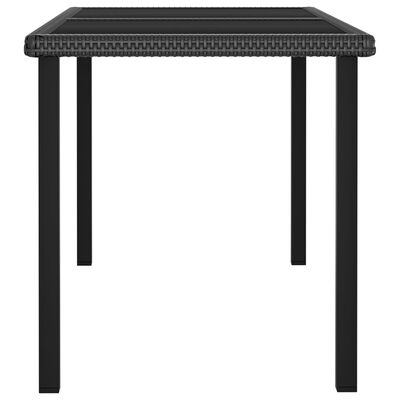 vidaXL Sodo valgomojo stalas, juodos spalvos, 140x70x73cm, poliratanas
