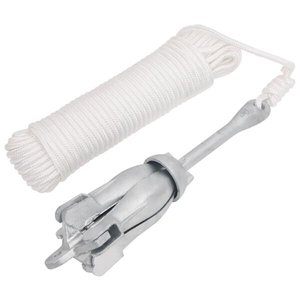 vidaXL Sulankstomas inkaras su virve, 4 kg, karštai cinkuotas ketus