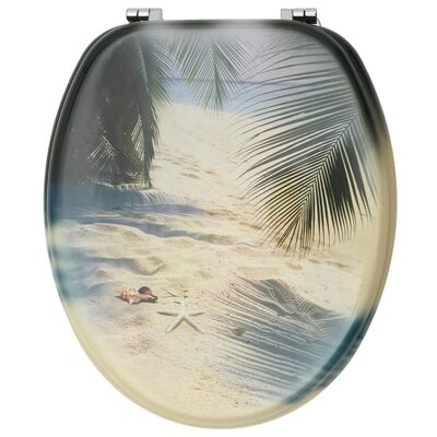 vidaXL Klozeto sėdynė su dangčiu, MDF, paplūdimio dizaino