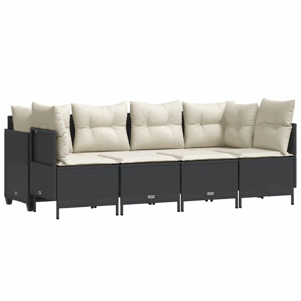 vidaXL Sodo komplektas su pagalvėlėmis, 5 dalių, juodas, poliratanas