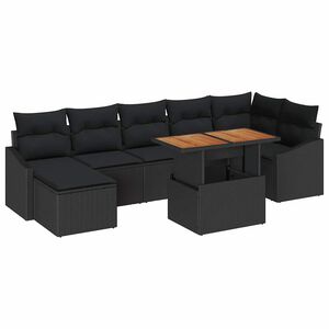 vidaXL Sodo Sofų Rinkinys su saugykla 8 pcs Juoda Poli ratanas