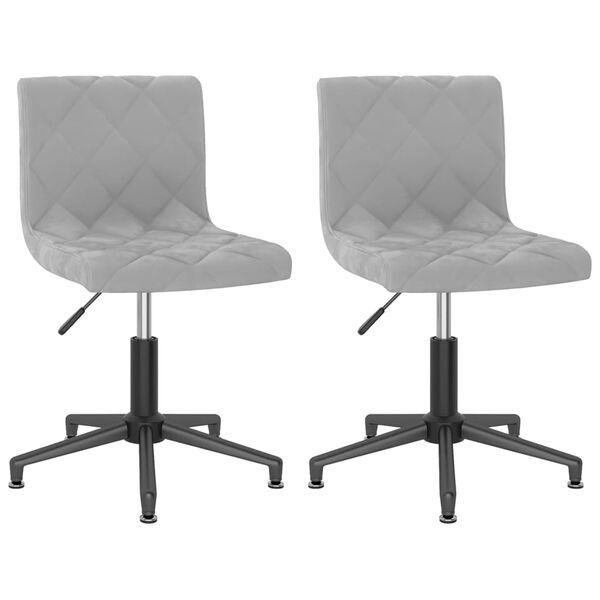 vidaXL Pasukamos valgomojo kėdės, 2vnt., &scaron;viesiai pilkos, aksomas