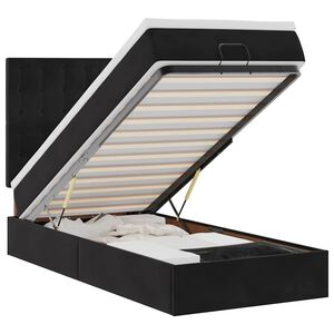 vidaXL Osmanų lovos rėmas su čiužiniais, juodas, 80x200cm, aksomas