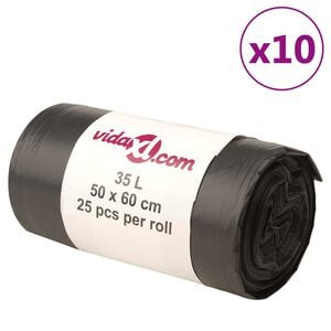 vidaXL &Scaron;iuk&scaron;lių mai&scaron;ai, 250vnt., juodos spalvos, 35l