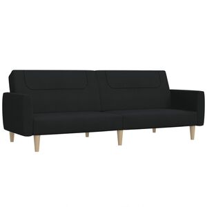vidaXL Dvivietė sofa-lova, juodos spalvos, audinys
