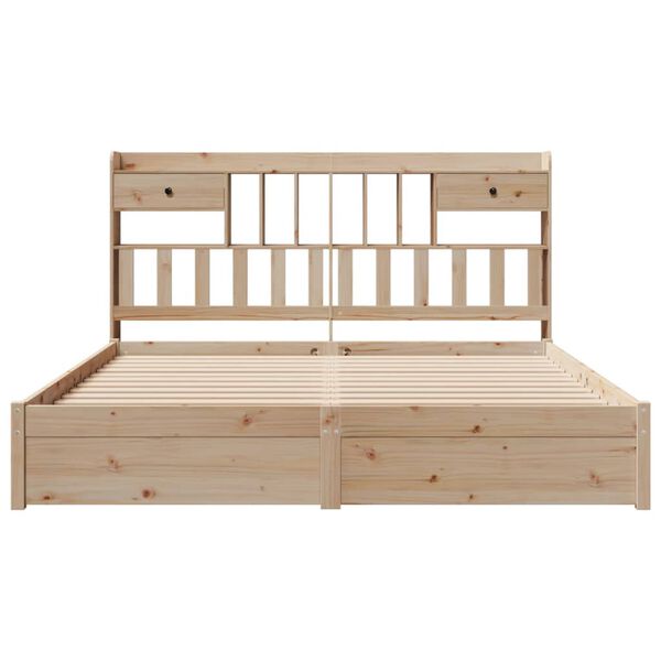 vidaXL Lova su knygų spinta be čiužinio, 180x200cm, pušies masyvas