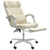 vidaXL Atlo&scaron;iama masažinė biuro kėdė, kreminės spalvos, dirbtinė oda