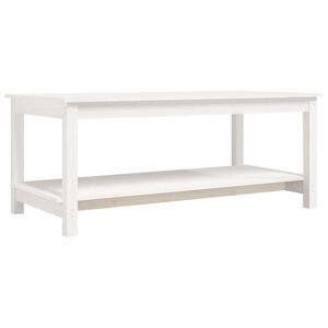 vidaXL Kavos staliukas, baltas, 110x55x45cm, pu&scaron;ies medienos masyvas