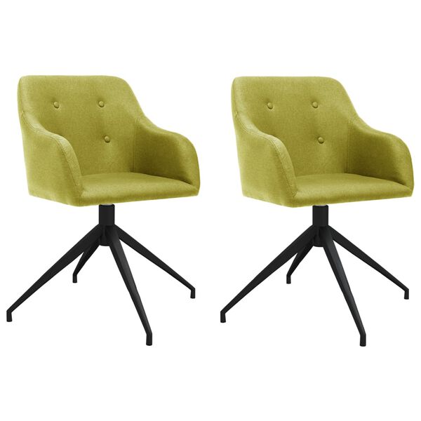 vidaXL Pasukamos valgomojo kėdės, 2vnt., žalios spalvos, audinys