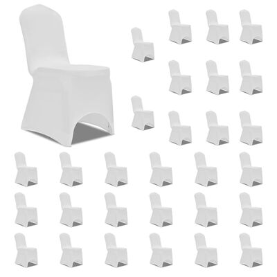 vidaXL Kėdžių užvalkalai, 30vnt., baltos spalvos, įtempiami (5x241197)