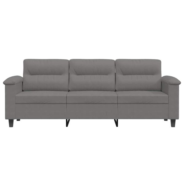 vidaXL Trivietė sofa, tamsiai pilka, 180cm, mikropluo&scaron;to audinys