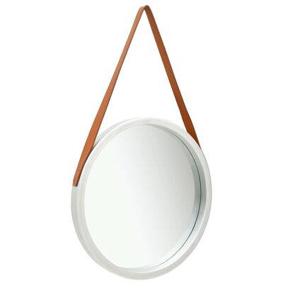 vidaXL Sieninis veidrodis su dirželiu, sidabrinės spalvos, 50cm