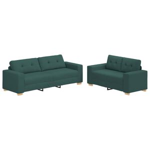vidaXL Sofa 2 pcs Žalia Lino mi&scaron;inio audinys