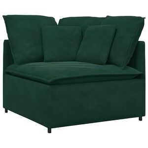 vidaXL Modulinė kampinė sofa su pagalvėlėmis, tamsiai žalia, 100 cm