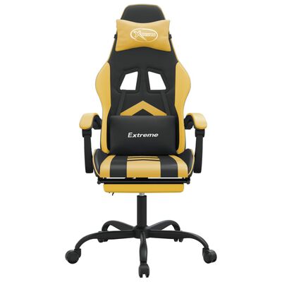 vidaXL Žaidimų kėdė su pakoja, juoda ir auksinė, dirbtinė oda