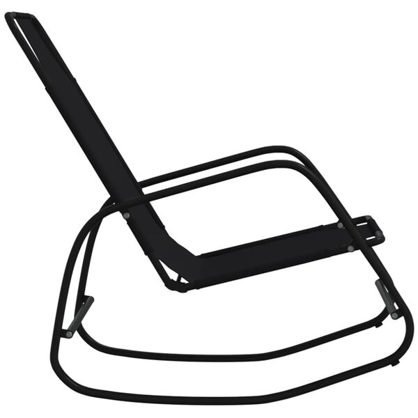 vidaXL Supamas saulės gultas, juodas, plienas ir tekstilenas