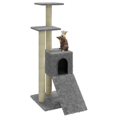 vidaXL Draskyklė katėms su stovais iš sizalio, šviesiai pilka, 92cm