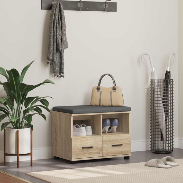 vidaXL Koridoriaus suolas su pagalve Sonoma ąžuolas 60 x 38 x 46 cm