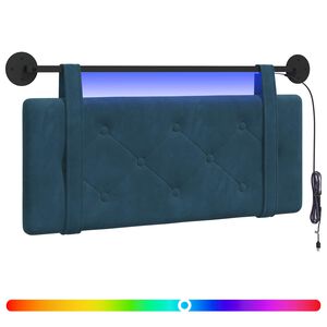 vidaXL Pakabinamas lovos galvūgalis Su LED &scaron;viesa Mėlyna Aksomas
