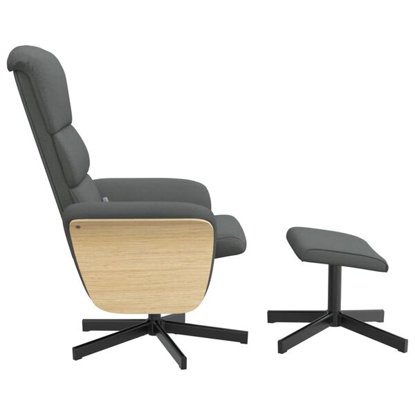 vidaXL Atlo&scaron;iama masažinė kėdė su pakoja, tamsiai pilka, audinys