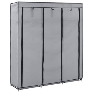 vidaXL Drab. spinta su skyr. ir stryp., pilka, 150x45x175cm, audinys