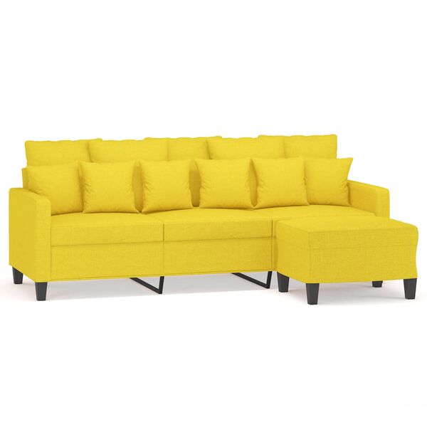 vidaXL Trivietė sofa su pakoja, &scaron;viesiai geltona, 180cm, audinys