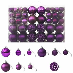 vidaXL Eglutės žaisliukų rinkinys, 100vnt., violetinės spalvos