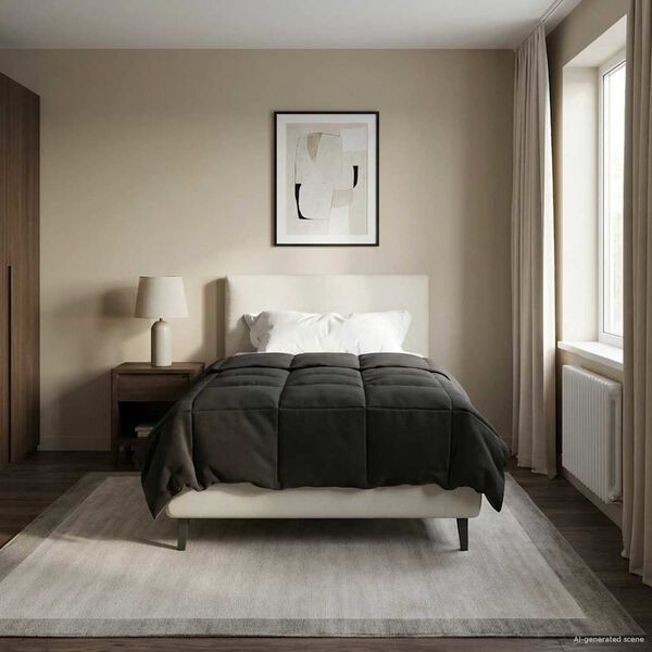 vidaXL Pilna metų antklodė Antracitas 135 x 220 cm Mikropluo&scaron;tas