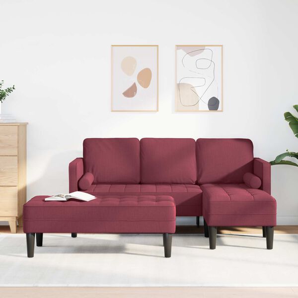 vidaXL Sofos komplektas su pagalve 2 pcs Vyno raudona Poliesteris