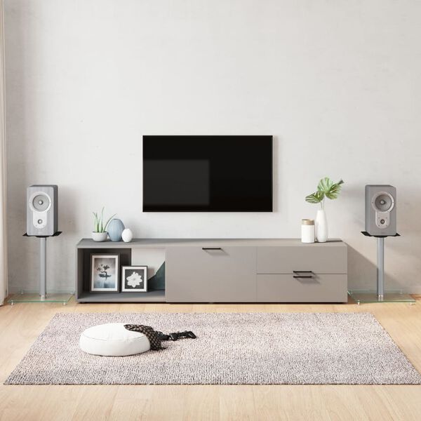 vidaXL Garsiakalbių stovai, 2vnt., sidabriniai, grūdintas stiklas