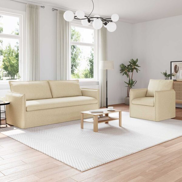 vidaXL Sofa 2 pcs Kreminė 196 x 82 x 85 cm audinys