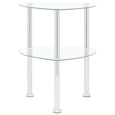 vidaXL Šoninis staliukas, 2 aukštų, skaidrus, 38x38x50cm, stiklas