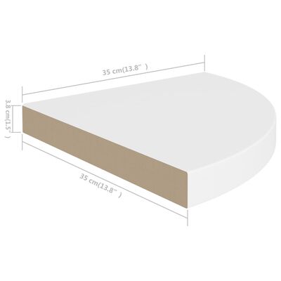 vidaXL Pakabinamos kampinės lentynos, 4vnt., baltos, 35x35x3,8cm, MDF