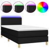 vidaXL Lova su spyruoklėmis/čiužiniu/LED, juoda, 90x190 cm, audinys